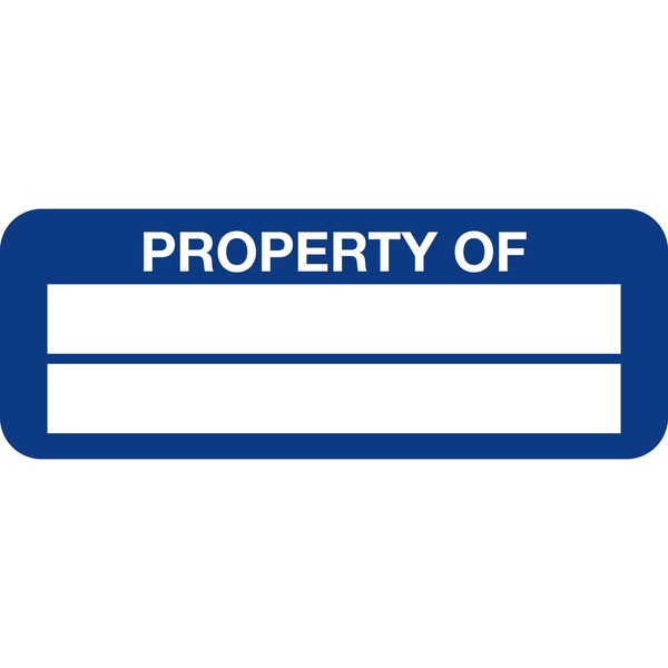 Lustre-Cal Property ID Label PROPERTY OF Polyester Dark Blue 2in x 0.75in 2 Blank No Pads, 100PK 253744Pe2Bd0000 - main